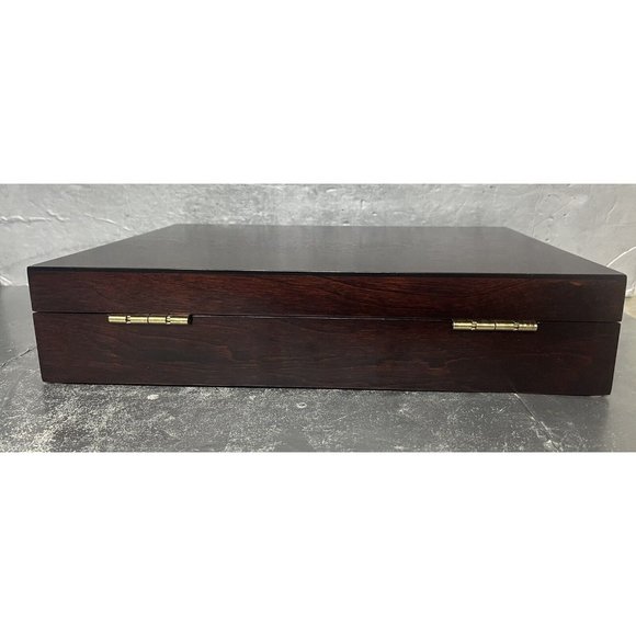 Reed & Barton Eureka Silverware Wood Storage Flatware Chest Dark Wood - Picture 5 of 10
